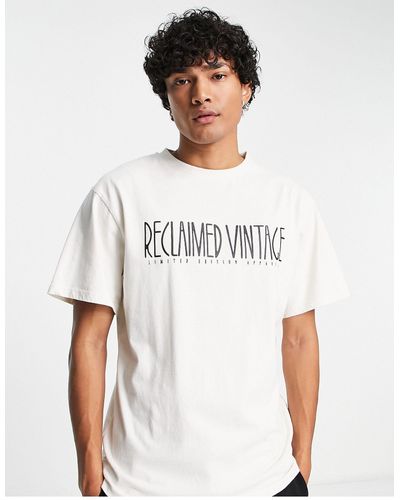 Reclaimed (vintage) Camiseta color crudo con logo - Blanco