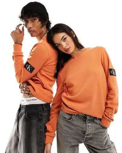 Calvin Klein Unisex Waffle Long Sleeve T-shirt - Orange