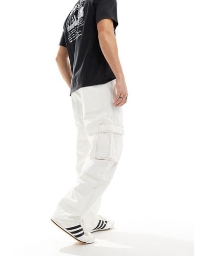 Bershka baggy Cargo Jeans - White