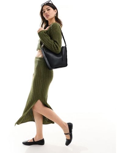 ASOS Knitted Midi Skirt - Green