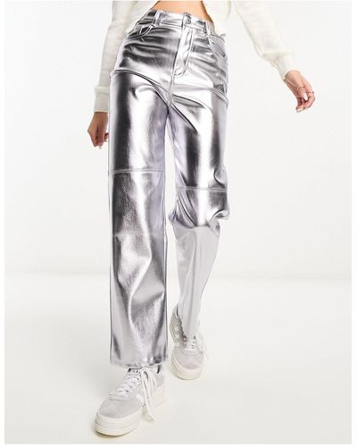 Pull&Bear Pantaloni dritti metallizzato - Bianco