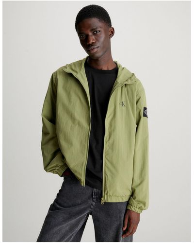 Calvin Klein – lässig geschnittene nylon-windjacke - Grün