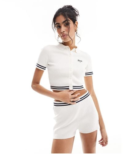 Tommy Hilfiger Cropped Rib Polo Jumper - White