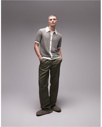 TOPMAN – hemd aus em häkelstrick mit knopfleiste - Grau