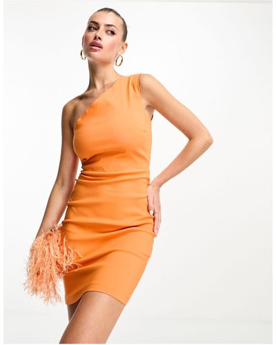 Vesper Vestido midi ajustado asimétrico - Naranja
