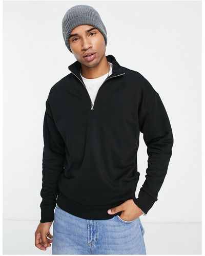 New Look 1/4 Zip Funnel Neck Sweatshirt - Black