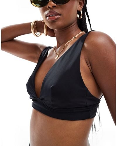ASOS Maya Mix And Match Sleek Plunge Bikini Top - Black
