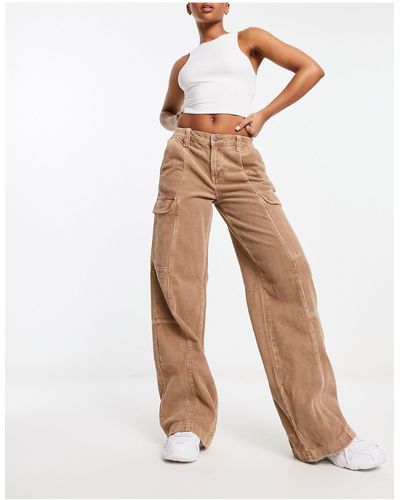 PacSun Pantalon cargo ample - marron - Blanc