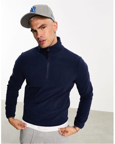 ASOS Half Zip Polar Fleece Sweatshirt - Blue