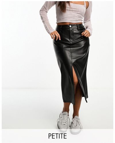 Vero Moda Leather Look Midi Skirt - Black