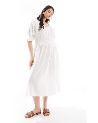 Yours Linen Look Maxi Dress - White