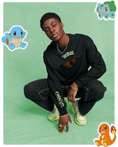 ASOS Oversized Sweatshirt With Pokemon Print - Black