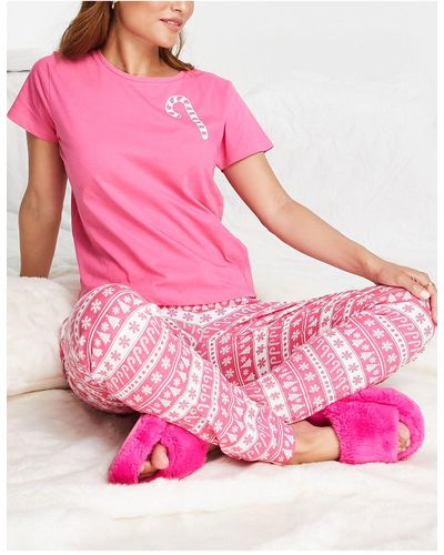 Brave Soul Kerstmis - Pyjamaset Met Zuurstokprint - Roze