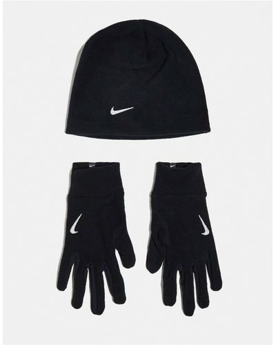 Nike Set Van Fleece Handschoenen En Muts - Zwart