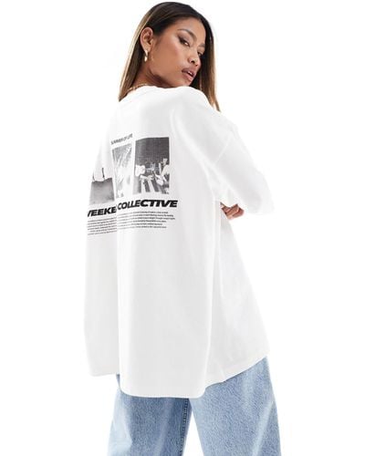 ASOS Asos design - weekend collective - t-shirt oversize à imprimé « summer of life » - Blanc