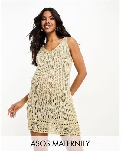 ASOS Asos Design Maternity Crochet Mini Dress - White