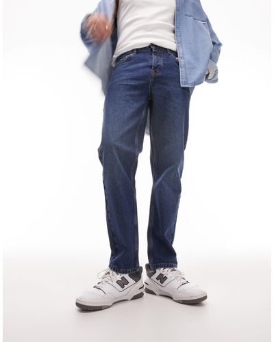 TOPMAN – schmal zulaufende jeans aus festem denim - Blau