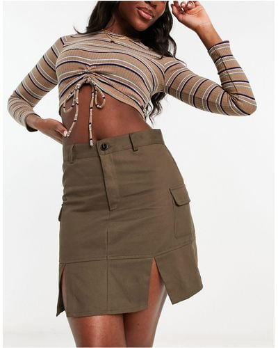 Urban Revivo Mini Cargo Skirt - Brown