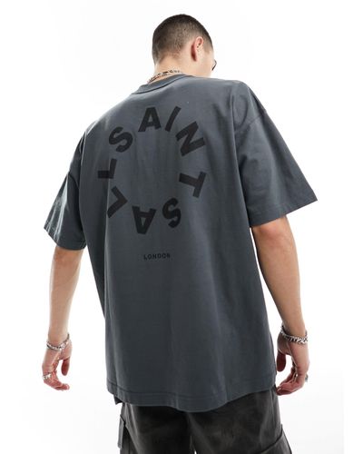 AllSaints Tierra - t-shirt girocollo scuro con stampa - Grigio