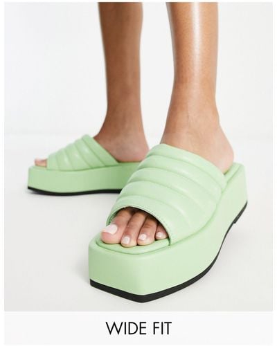 Simply Be Quilted Flatform Sandals - Green