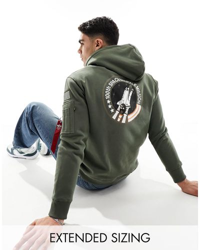 Alpha Industries Space Shuttle Hoodie With Back Print - Green