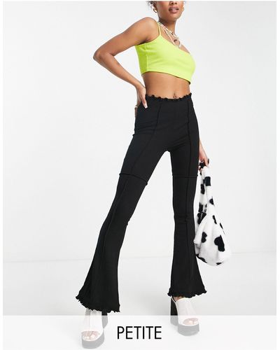 Topshop Unique Patchwork Seam Flared Pants With Ruffle Detail - Black