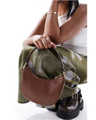 ASOS Half Moon Chain Shoulder Bag With Detatchable Crossbody Strap - Brown