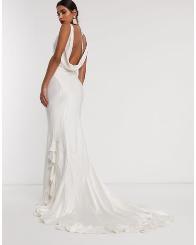 Ghost Willow Wedding Dress With Flutter Train-white