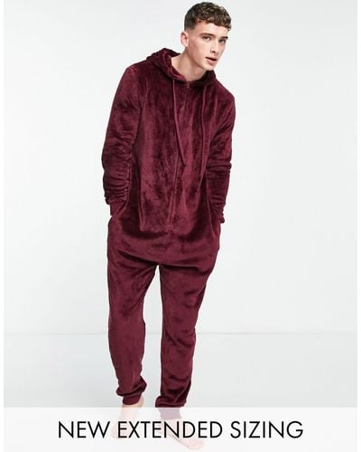 ASOS – burgunderer lounge-onesie aus fleece - Rot
