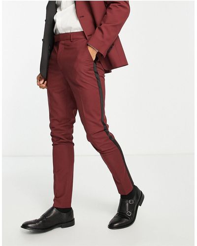 ASOS Skinny Tuxedo Suit Trousers - Red