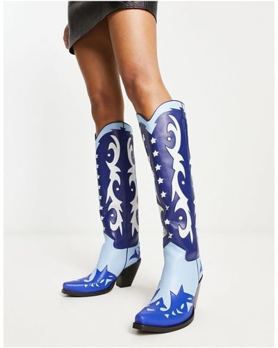 Jeffrey Campbell Starwood Tall Western Boots - Blue