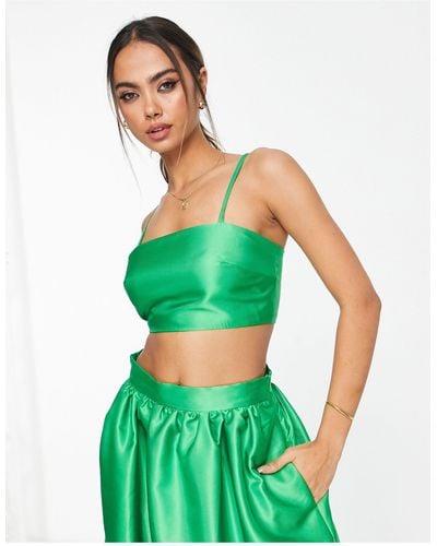 River Island Co-ord Square Neck Crop Top - Green