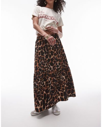 TOPSHOP Cotton Tiered Midi Skirt - Multicolour