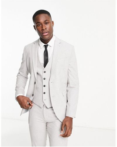 New Look Skinny Suit Jacket - White