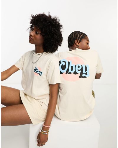Obey Uniseks T-shirt Met Stipprint Op - Blauw