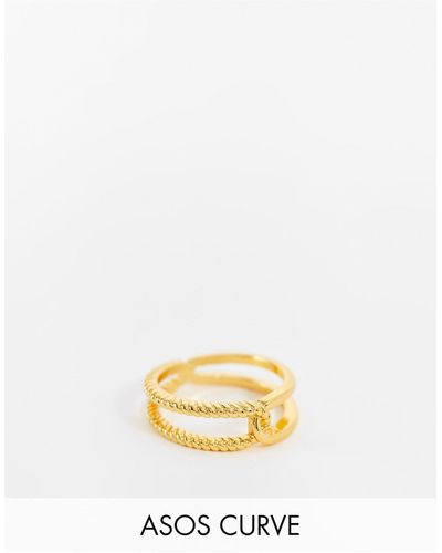 ASOS Curve – mit 14 karat vergoldeter ring mit verdrehtem detail - Mettallic