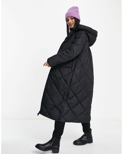 New Look Quilted Longline Puffer Coat - Black