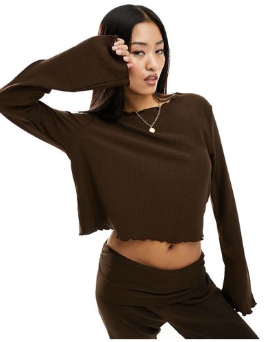 ONLY Long Sleeve Crew Neck Co-ord Top - Black