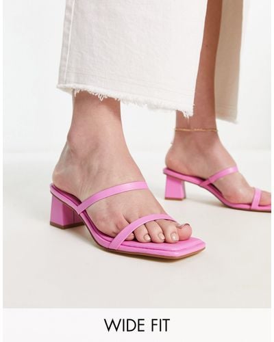 Raid Wide Fit Frieda Strappy Mid Heeled Sandals - Pink