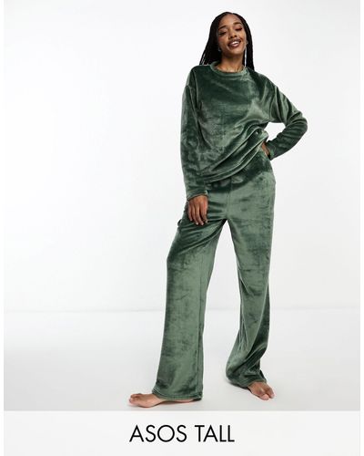 ASOS Asos Design Tall Exclusive Lounge Super Soft Fleece Sweat & Trouser Set - Green