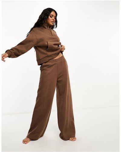 Chelsea Peers Mix & Match Wide Leg Joggers - Brown
