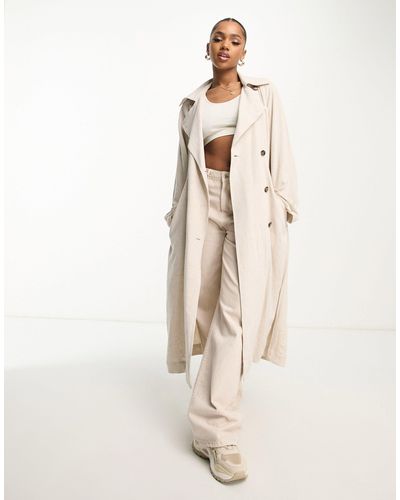 Weekday Julie Linen Mix Trench Coat - Natural