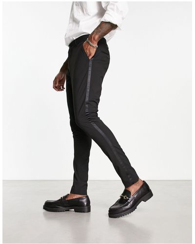 SELECTED Skinny Fit Tuxedo Trousers - Black