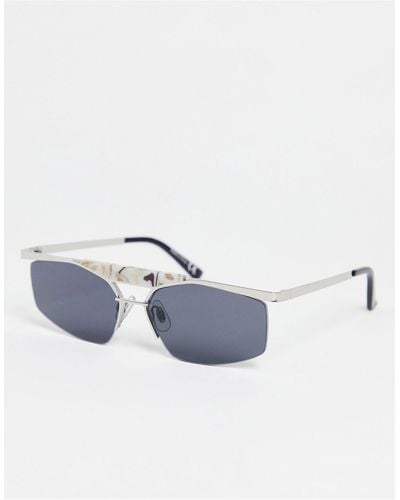 River Island – marmorierte visor-sonnenbrille - Weiß