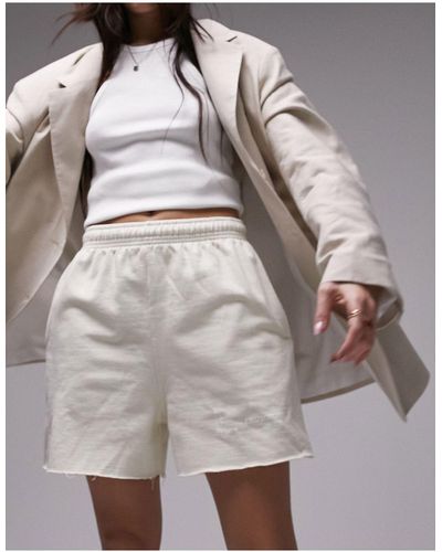 Topshop vintage wash raw hem sweat shorts in khaki - part of a set