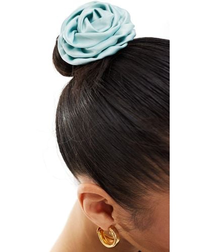 True Decadence Satin Corsage Flower Hair Tie - Blue