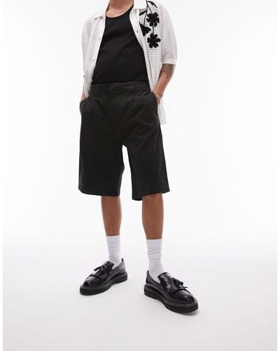 TOPMAN Wide Chino Shorts - Black