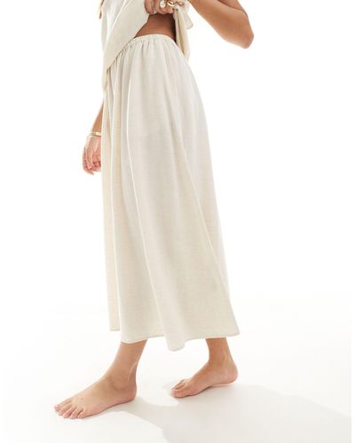 ASOS Isabel Mix & Match Linen Look A-line Midi Beach Skirt - Natural