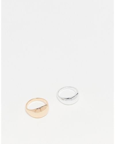 ASOS Pack Of 2 Rings With Bubble Design - Natural