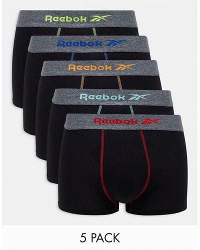 Reebok Buchan 5 Pack Sports Trunks With Contrast Stitching - Blue